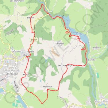 Itinéraire Entre Saint-Clément et Le Mayet-de-Montagne, distance, dénivelé, altitude, carte, profil, trace GPS