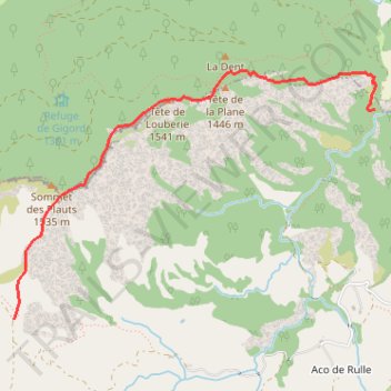 Itinéraire r04_Turriers-tracé rouge, distance, dénivelé, altitude, carte, profil, trace GPS