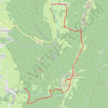 Itinéraire Rando galoppaz, distance, dénivelé, altitude, carte, profil, trace GPS