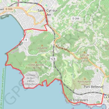 Itinéraire Bandol Saint cyr, distance, dénivelé, altitude, carte, profil, trace GPS