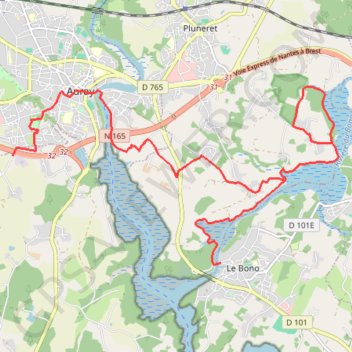 Itinéraire Tour du Golfe du Morbihan - Pluneret, Auray, distance, dénivelé, altitude, carte, profil, trace GPS