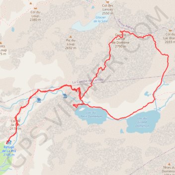 Itinéraire Belledonne - Grande Lance de Domène, distance, dénivelé, altitude, carte, profil, trace GPS