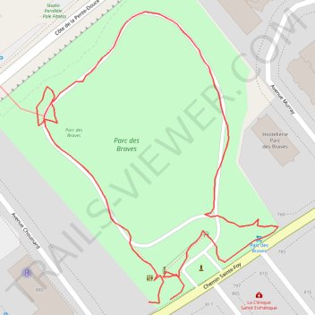 Itinéraire Parc des Braves, distance, dénivelé, altitude, carte, profil, trace GPS