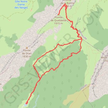 Itinéraire Pointe de Quebelette, distance, dénivelé, altitude, carte, profil, trace GPS