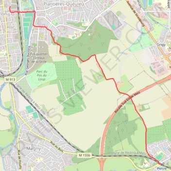 Itinéraire Peltre - Metz-Sablon, distance, dénivelé, altitude, carte, profil, trace GPS
