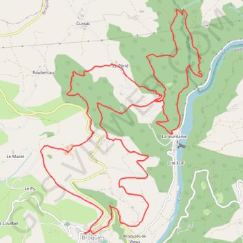 Itinéraire Broquiès et la Vallée du Tarn, distance, dénivelé, altitude, carte, profil, trace GPS