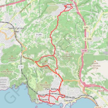 Itinéraire La Cadière Bandol, distance, dénivelé, altitude, carte, profil, trace GPS