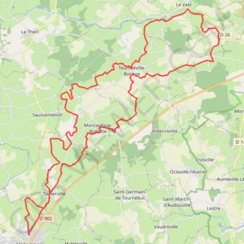 Itinéraire La JCM - Valognes, distance, dénivelé, altitude, carte, profil, trace GPS