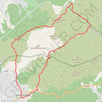 Itinéraire Saint Zacharie-Olympe, distance, dénivelé, altitude, carte, profil, trace GPS